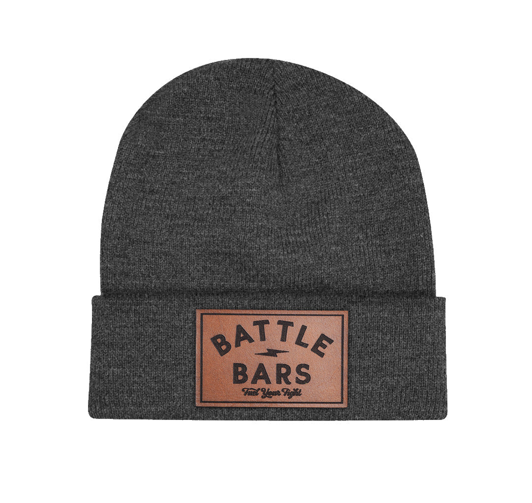 Battle Bars Leather Patch Cuff Beanie