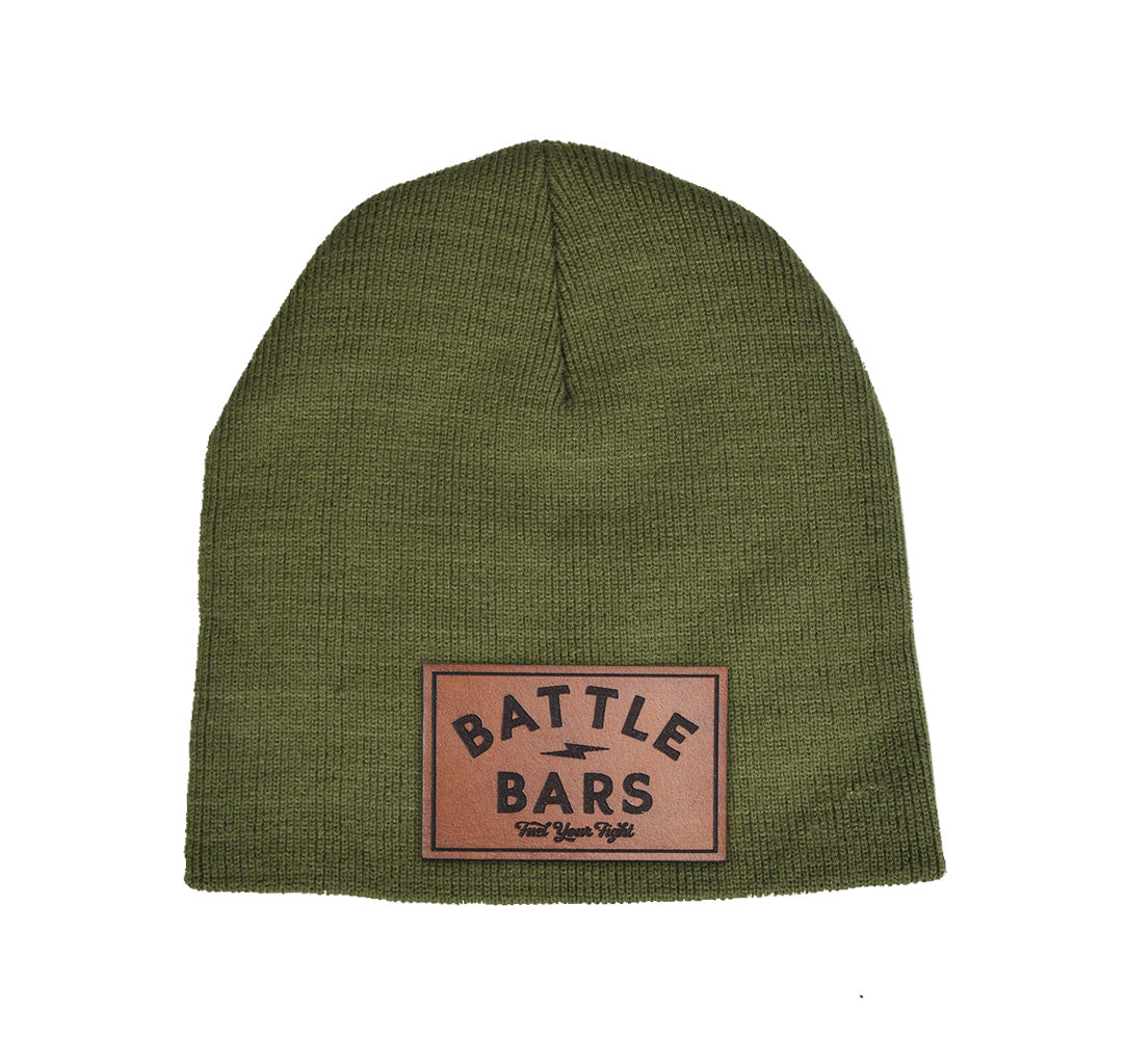Battle Bars Leather Patch Beanie