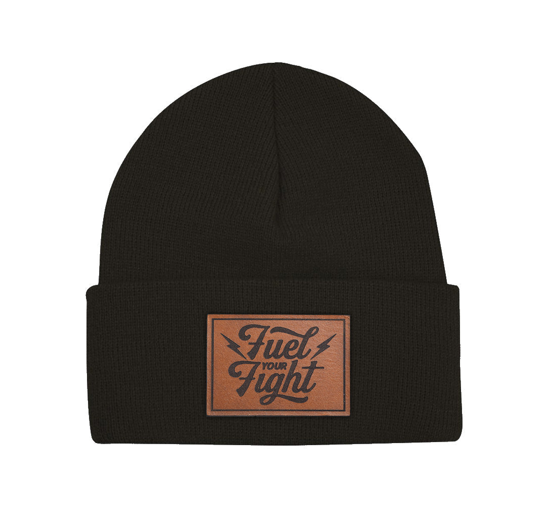 Fuel Your Fight Leather Patch Cuff Beanie
