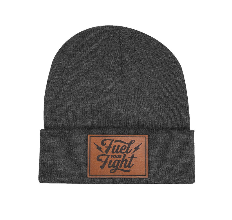 Fuel Your Fight Leather Patch Cuff Beanie