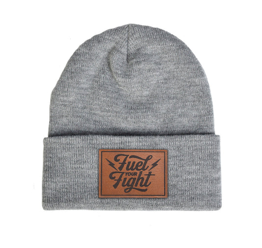 Fuel Your Fight Leather Patch Cuff Beanie