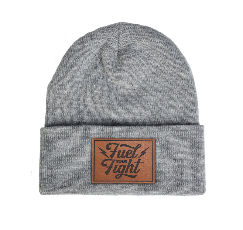 Fuel Your Fight Leather Patch Cuff Beanie