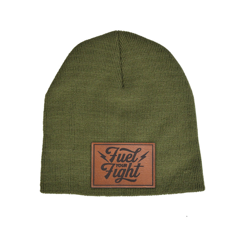 Fuel Your Fight Leather Patch Beanie